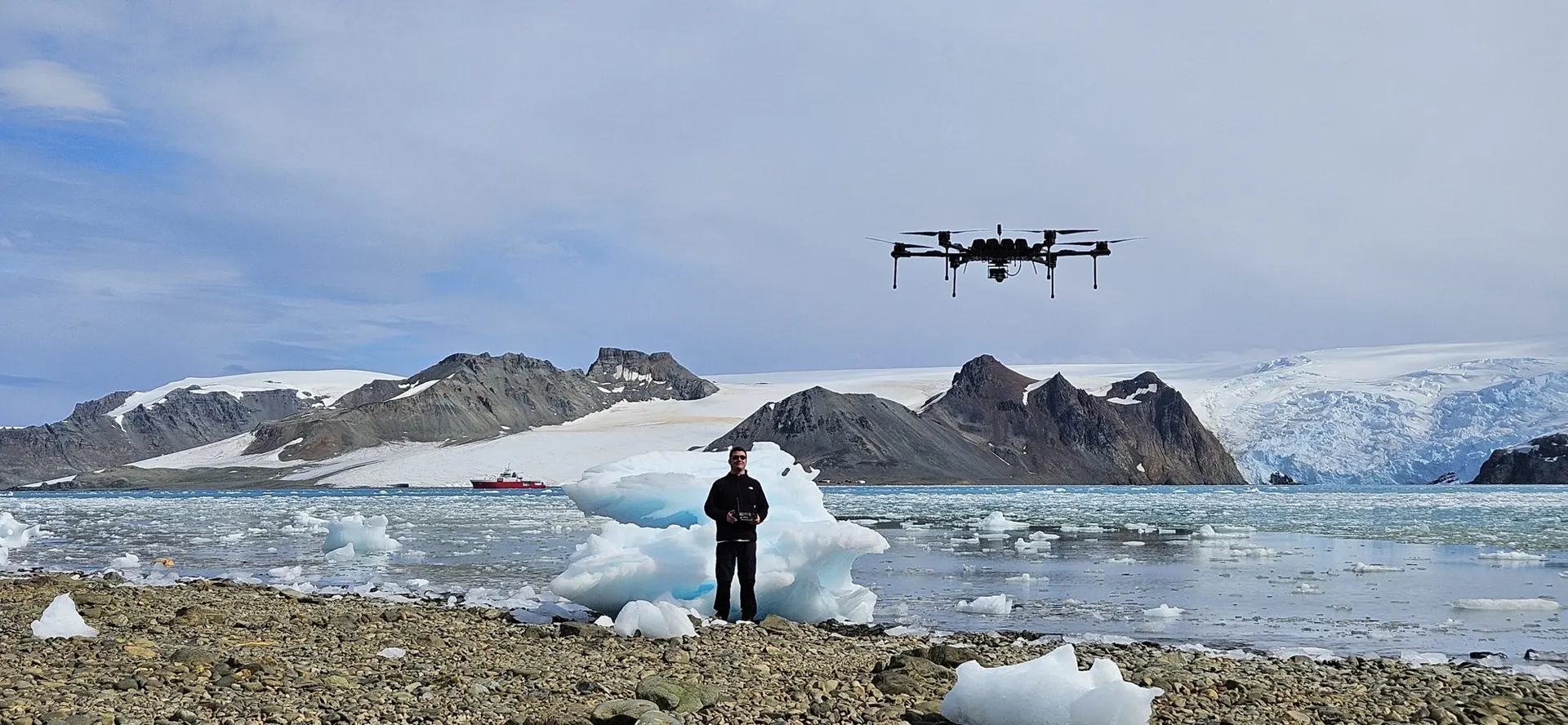 Robotic Air Systems multirotor drone flying in Antarctica